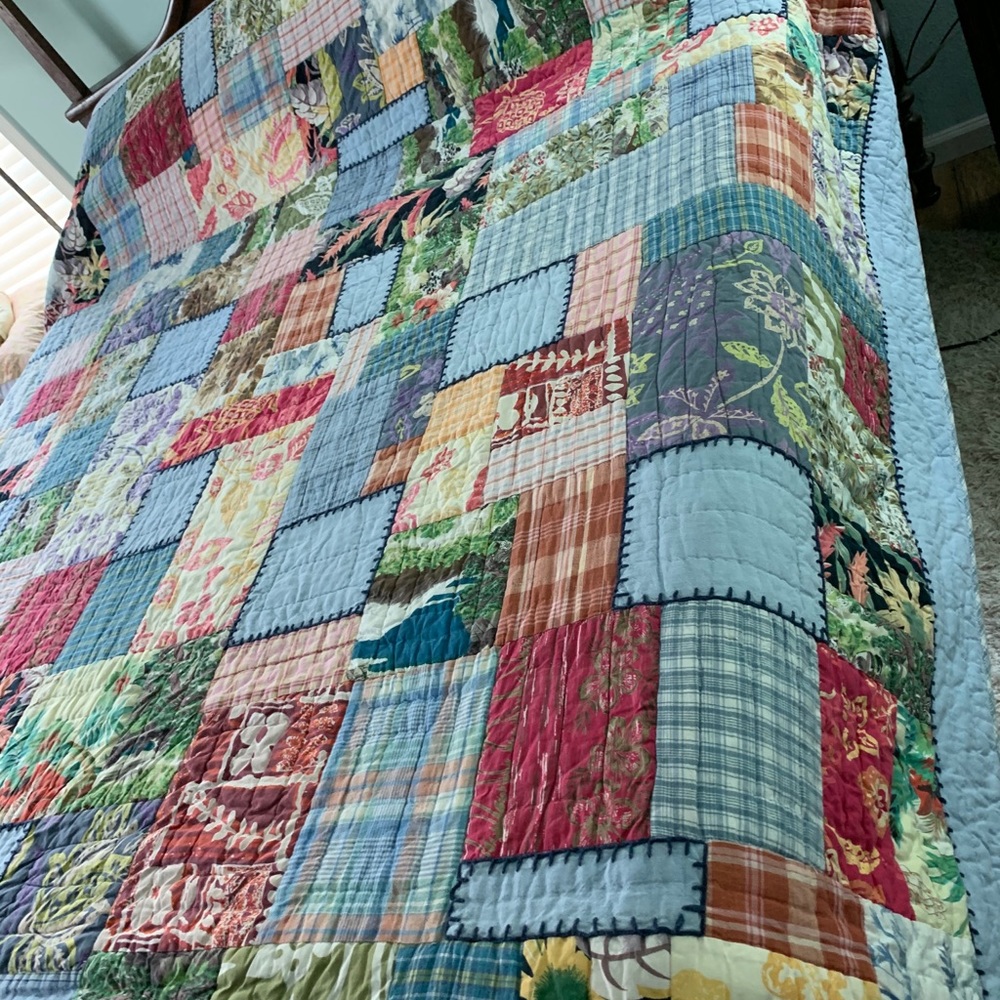 Pottery Barn Queen size “Luau “patchwork quilt